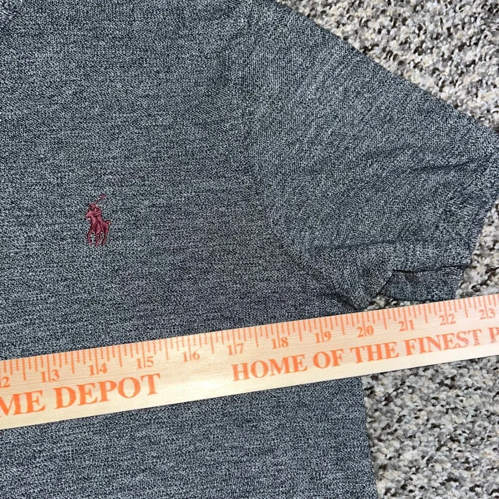 Polo Ralph Lauren Mens Medium Grey Heather Cotton Pique Polo Shirt Vintage 90s